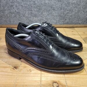 Florsheim Imperial Shoes Mens 10.5 EEE WIDE Black Leather Long Wing Oxford Derby